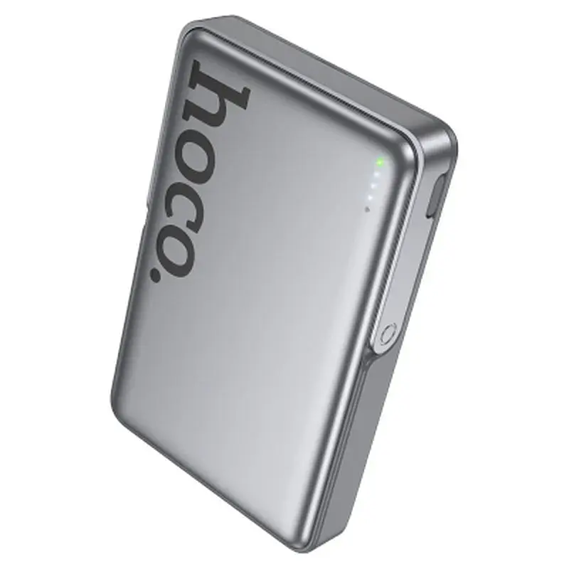 Батарея універсальна HOCO 10000mAh Sunlight PD/20W Magnetic with stand Metal Grey (Q36A / 714987) - фото 4
