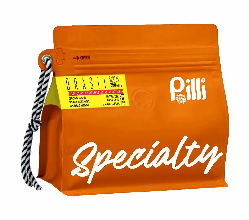 Кава зернова Specialty Pilli Бразилія Santos 250 г