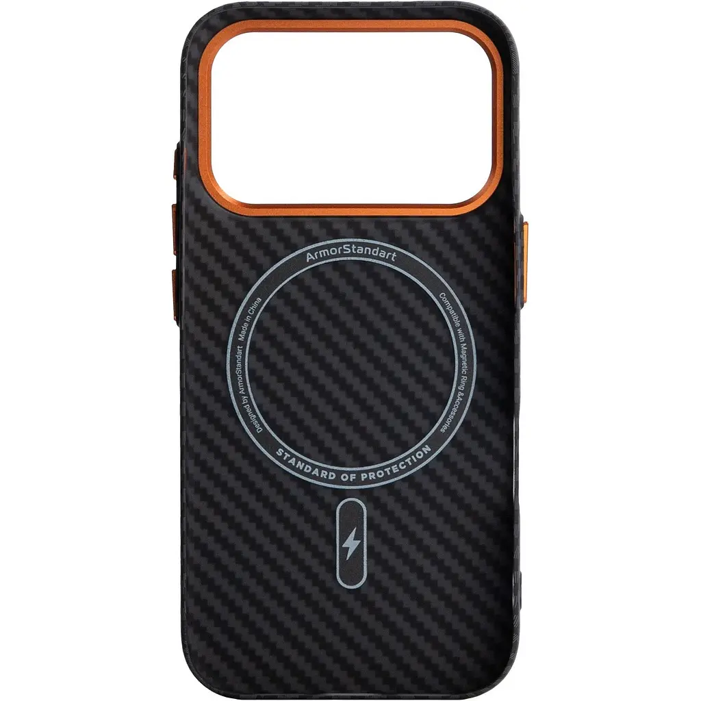 Чохол ArmorStandart LikeCarbon2 SE MagCase для Apple iPhone 17 Pro Max Black Orange (ARM89162) [156303] - фото 2