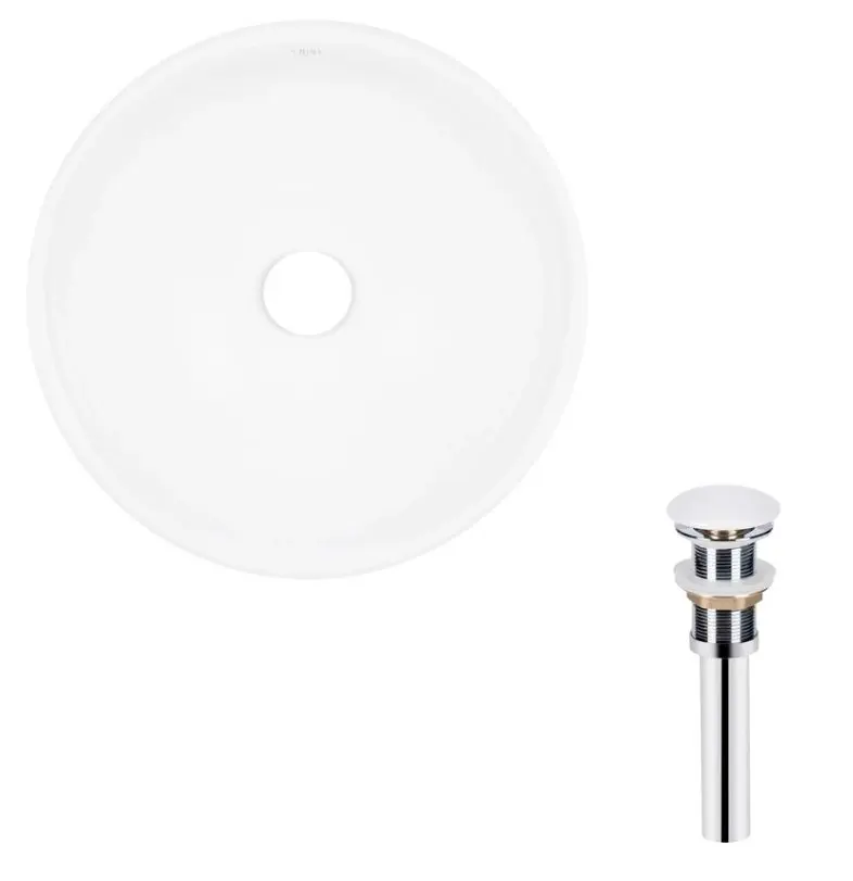 Комплект Qtap Owl: Раковина накладна кругла 400х400х155 мм White + Донний клапан PU02 (QT1911K53WN47319)