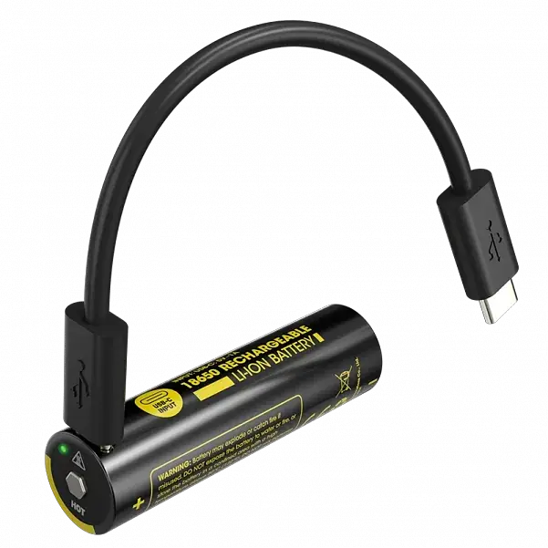 Акумулятор захищений Li-Ion 18650 Nitecore NL1836R 3600mAh 3.6V USB-C (Чорно-жовтий) - фото 2