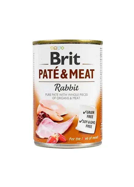 Вологий корм з кроликом Brit Pate & Meat Rabbit консерва для собак 400 г