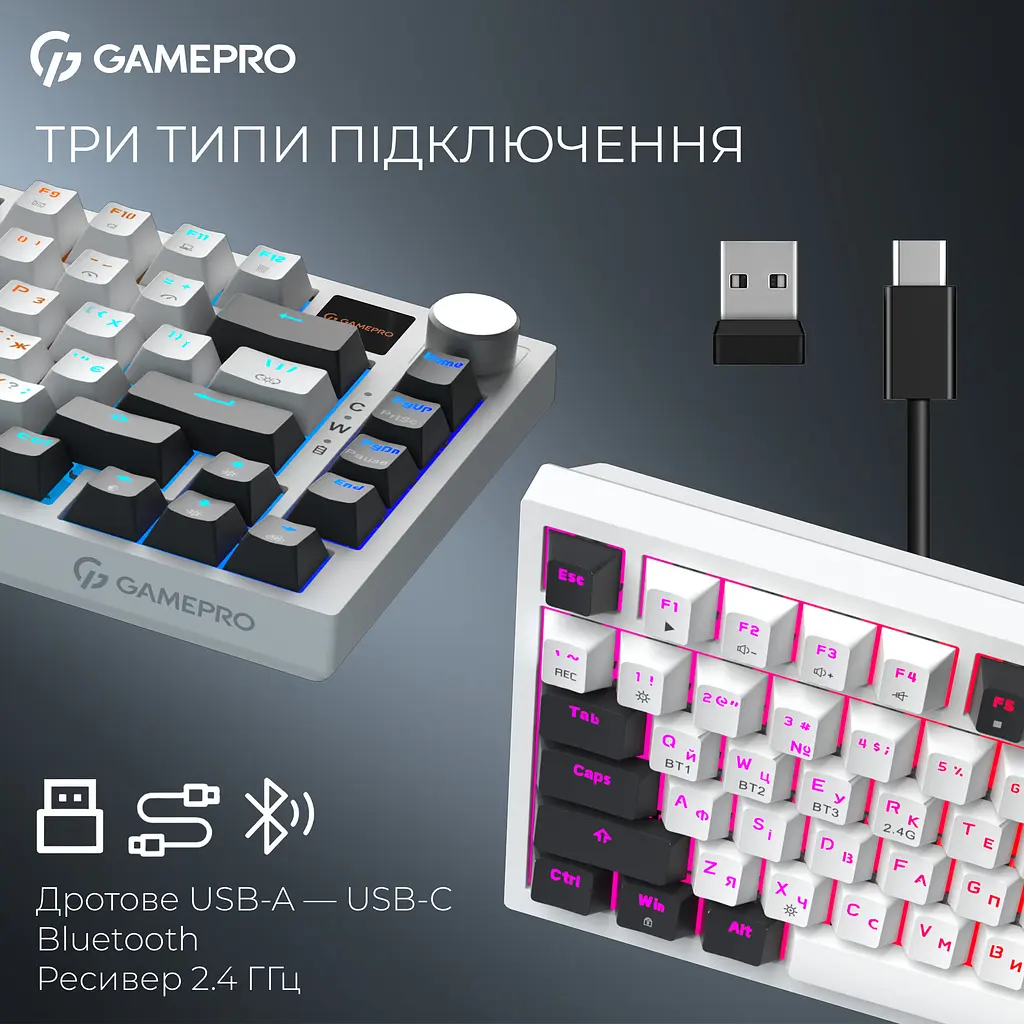 Клавіатура бездротова GamePro Asgard Valhalla QLAB Sakura Switch White With Display (MK160-W-D-QS-PRO) - фото 7
