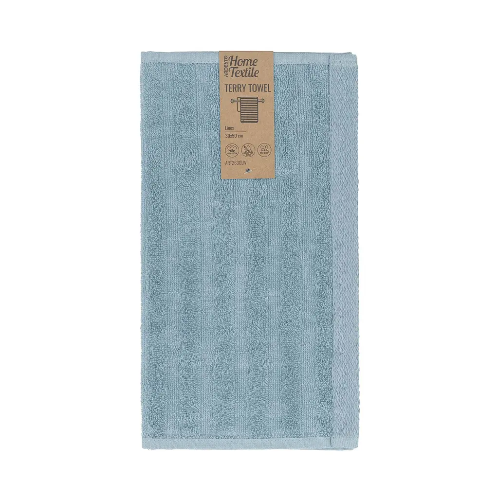 Рушник махровий Ardesto Lines, 30х50см, 100% бавовна, синій (ART2630LW)