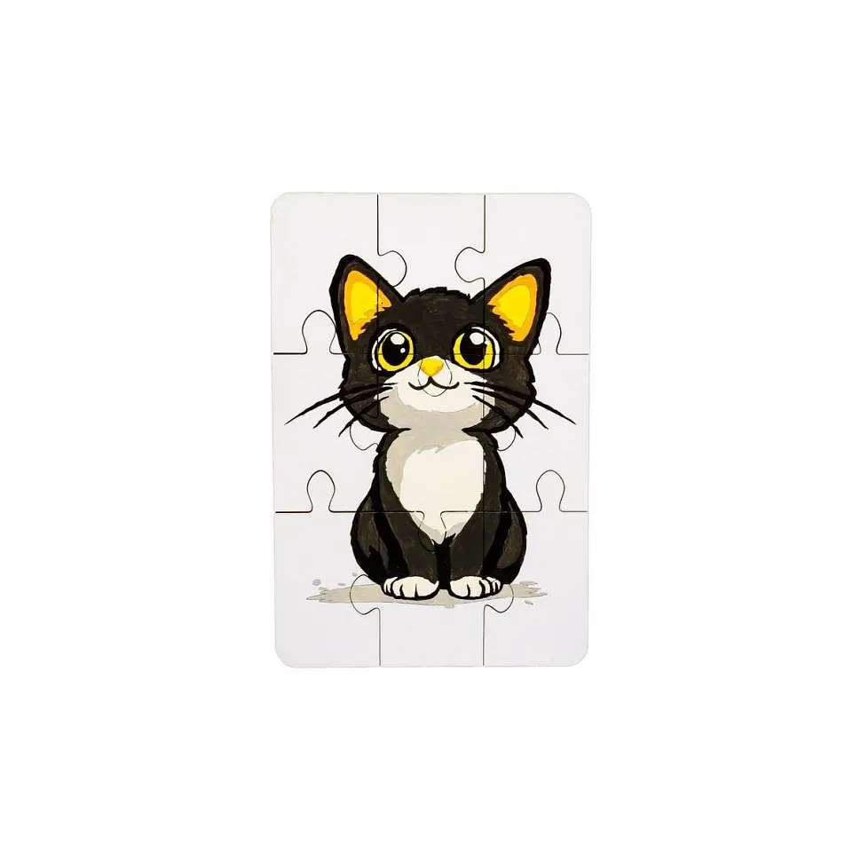 Деревянный пазл-раскраска А5 "Котик" PuzzleOK Puz-22938 кисточка, краски, клейкая пленка - фото 4