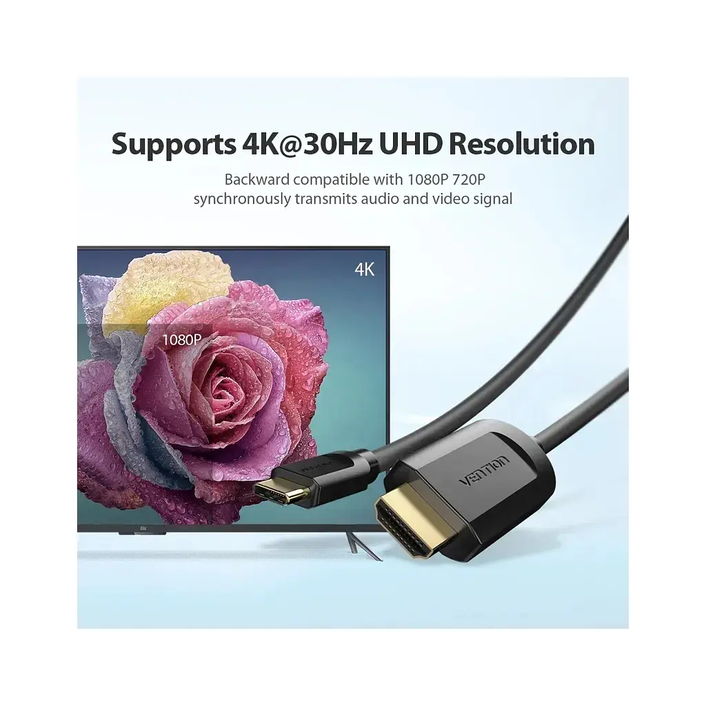 Кабель мультимедійний USB-C to HDMI M 1.5m black Vention (CGUBG) - фото 5