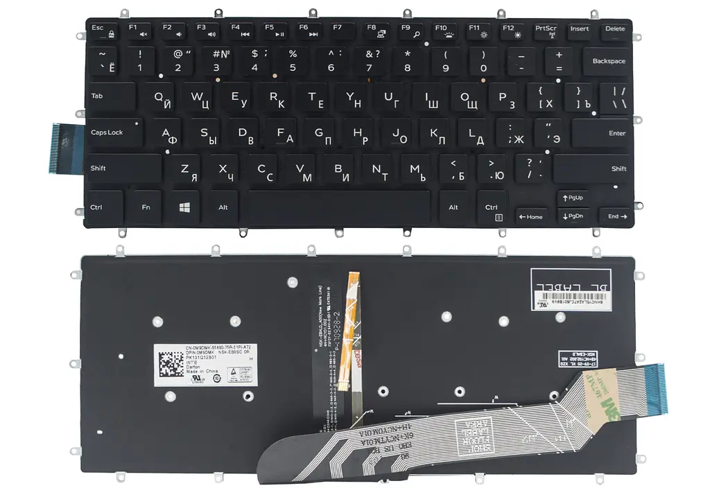Клавіатура Dell Inspiron 13-5368 5378 5379 7378 7368 14-7460 7467 Vostro 14-5468 Latitude 3379 чорна без рамки Прямий Enter підсвітка Original PRC (0M9DMK)
