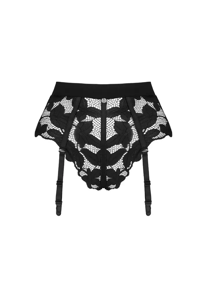 Трусики с подвязками для чулок Obsessive Editya XS/S черный - фото 7