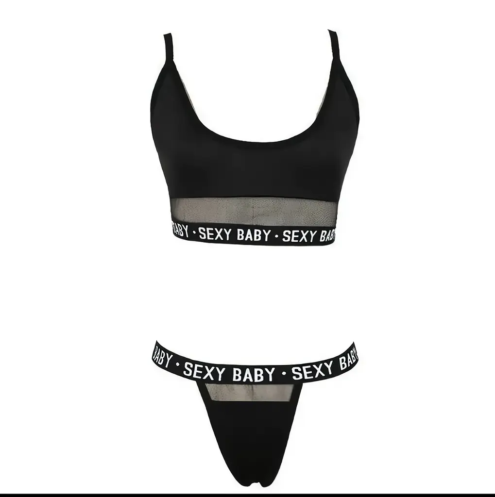Комплект еротичної білизни Sexy Baby з сіткою M-L Чорний - фото 2