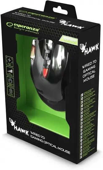 Миша Esperanza MX401 Hawk USB black red (EGM401KR) - фото 4