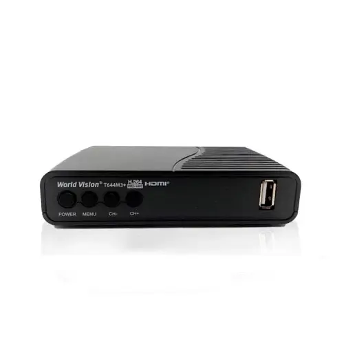 TV-тюнер внешний автономный World Vision Т644M3+ FM, Black, H.264, AC3. DolbyDigital, DVB-T2/T/C, FM тюнер, IPTV, DLNA, Stalker, без дисплея, 2хUSB, внешний блок питания, CPU-GX6705 единственное программное обеспечение совместимое с линейкой Т644xx - фото 2