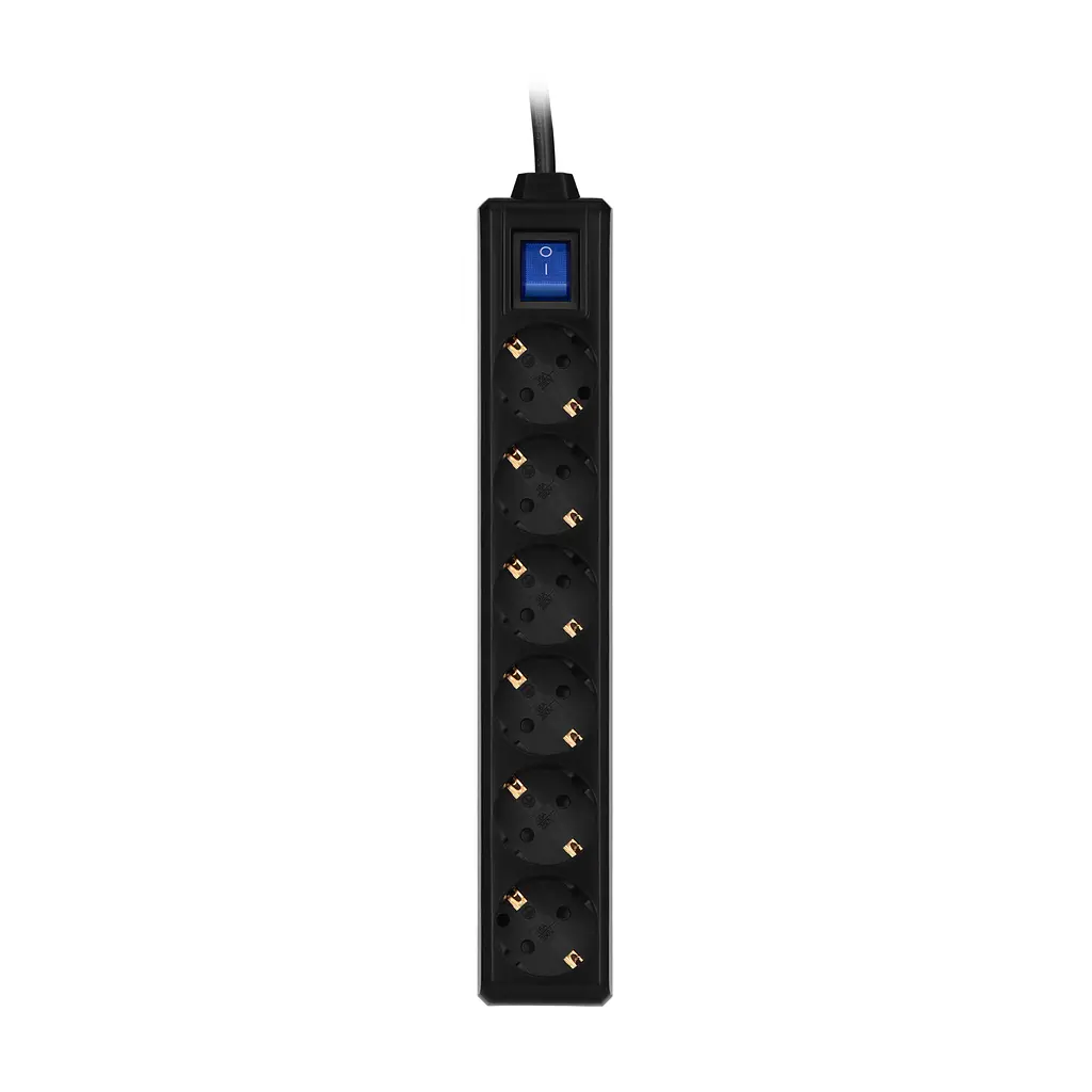 Подовжувач мережевий 6 розеток 3 метри 2E Power Extension 6 Type F 3m 16 A Black - фото 2