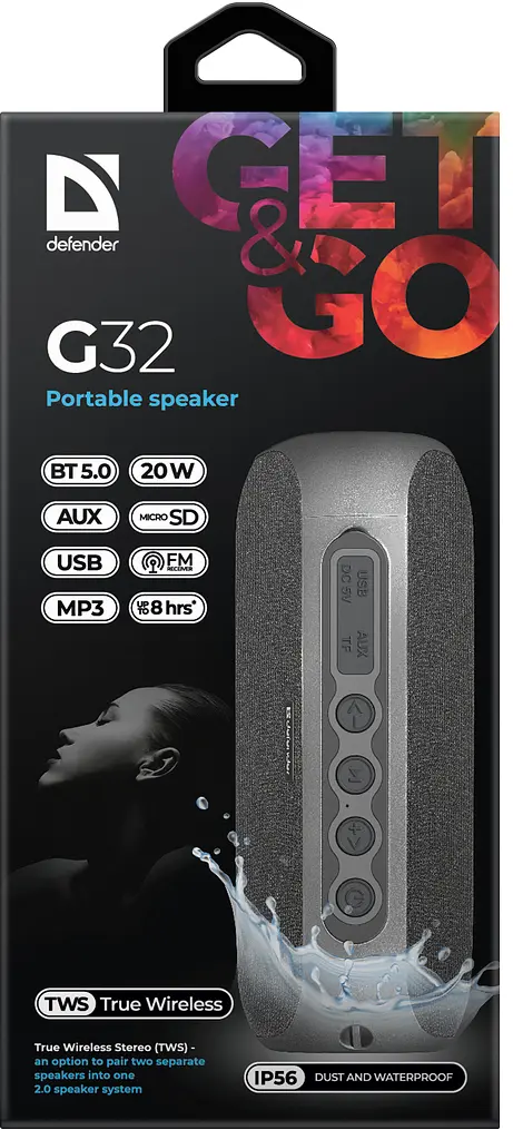 Портативна колонка Defender G32 20Вт, чорний (65232) (6700995) - фото 8