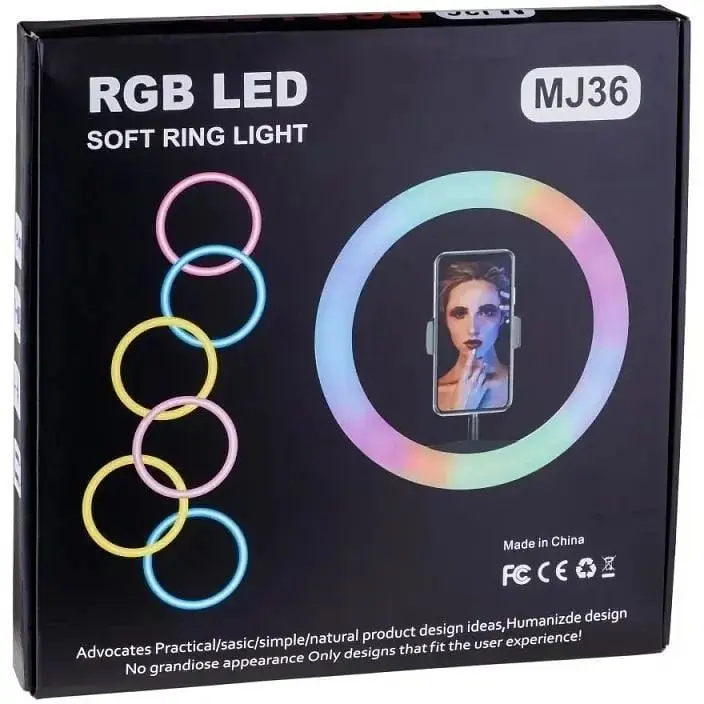 Лампа кольцевая Ring RGB MJ 36 с пультом и штативом 36 см - фото 5
