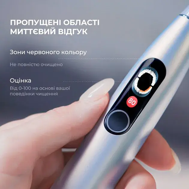 Електрична зубна щітка Oclean X Pro Digital Smart Sonic Toothbrush Glamour Silver [81247] - фото 11