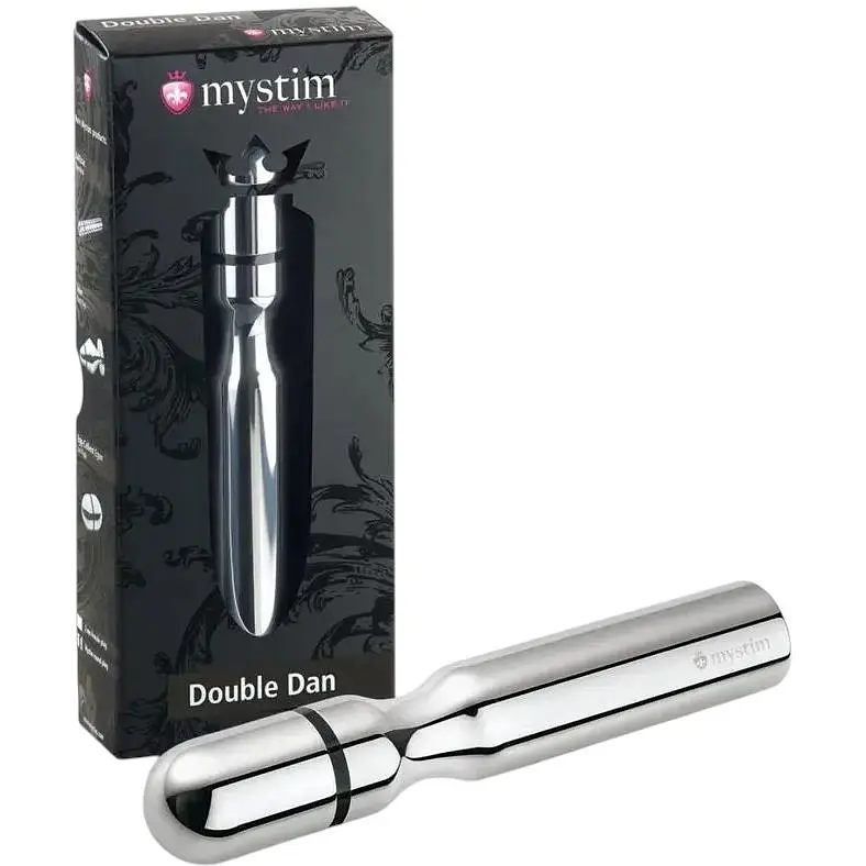Металлическое дилдо Mystim Double Dan для электростимулятора диаметр 2.5 см - фото 2