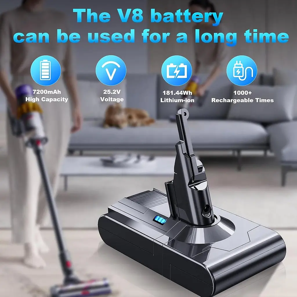Акумулятор 7000 мА·год для пилососа Dyson V8 із 5 фільтрами