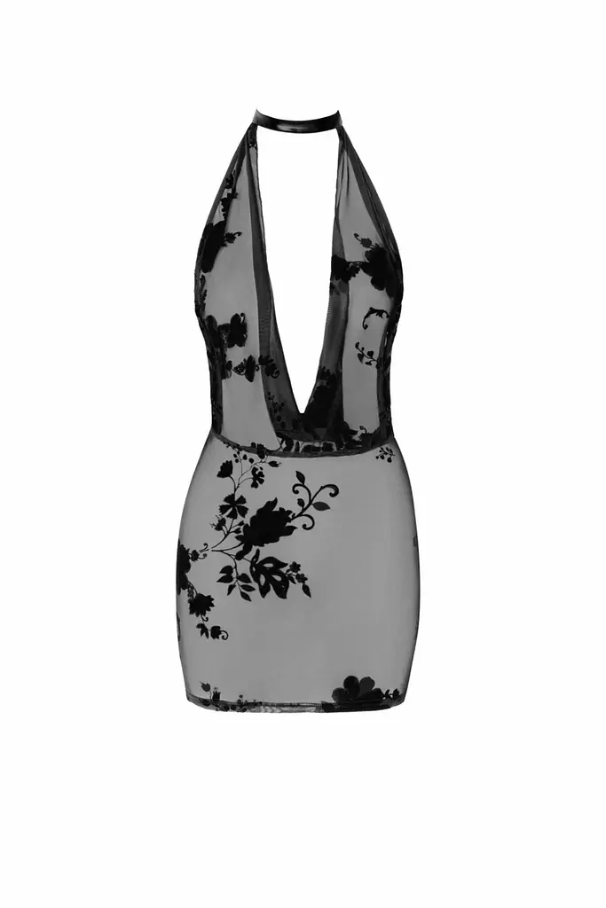 Сукня Noir Handmade F313 Mythos, S, black, прозора, міні, відкрита спина, декор зі стразів - фото 5
