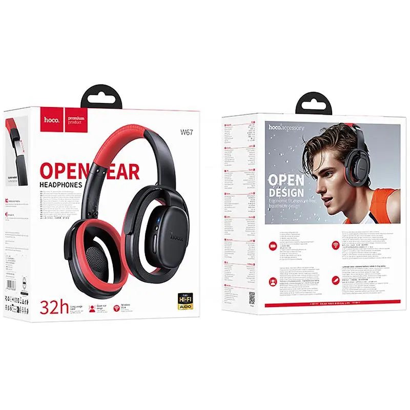 Накладні бездротові навушники Hoco W67 Rhyme Open Ear Black - фото 3