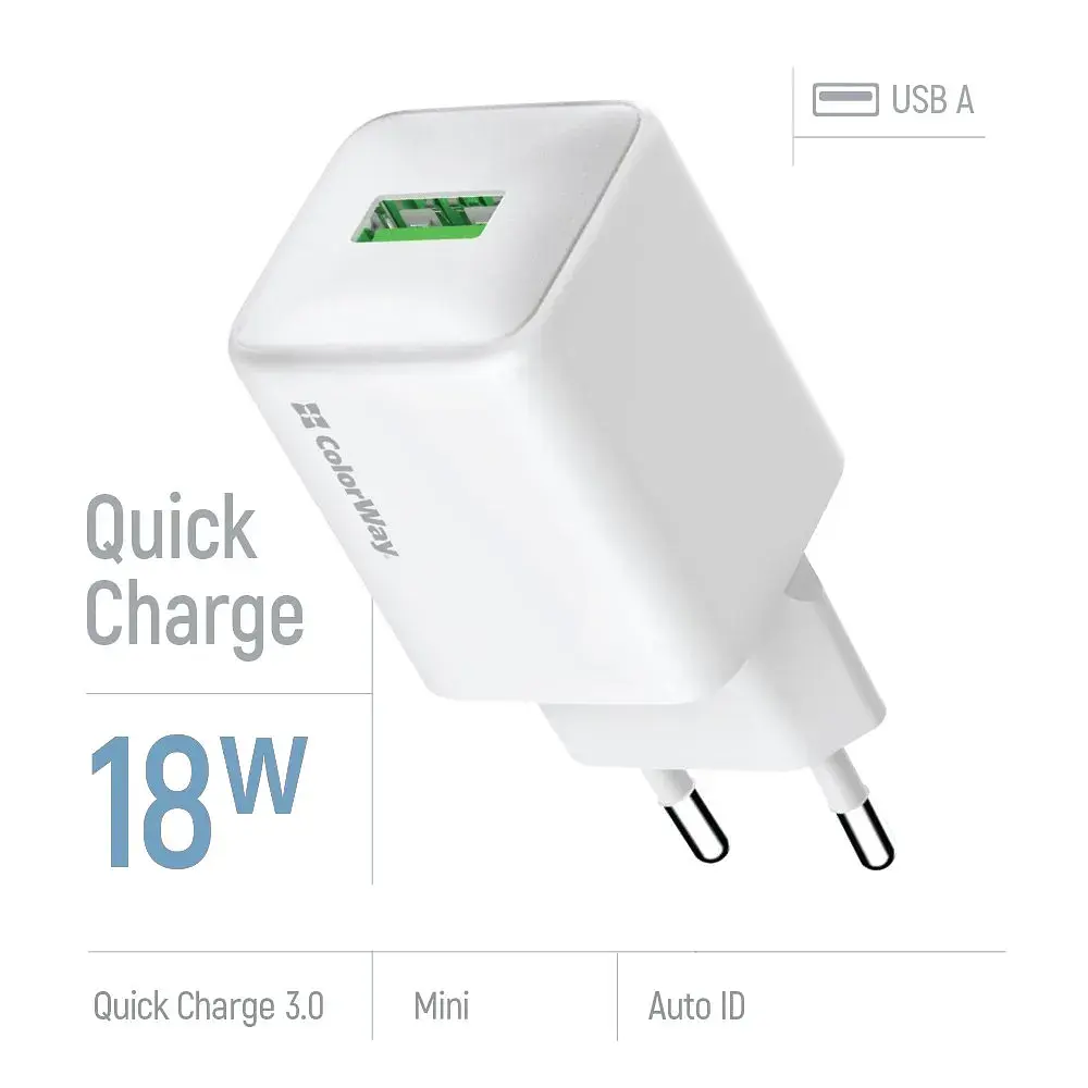 Зарядний пристрій ColorWay USB QC3.0 18W white (CW-CHS063Q-WT) - фото 7