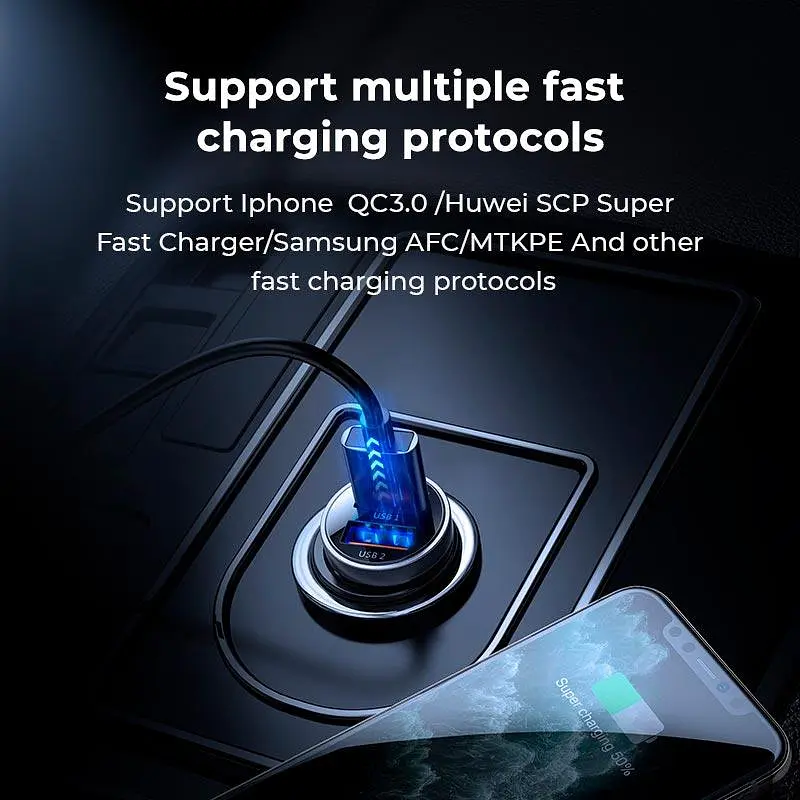 Адаптер автомобильный JOYROOM Mini dual-port Smart car charger C-A09 2USB 5A 30 W - фото 5