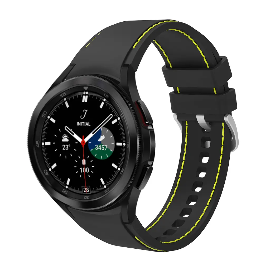 Браслет RLine для Samsung Galaxy Watch 4 - чорно-жовтий ширина кріплення 20мм силікон Watchbands (W45-1WB67641190) - фото 2