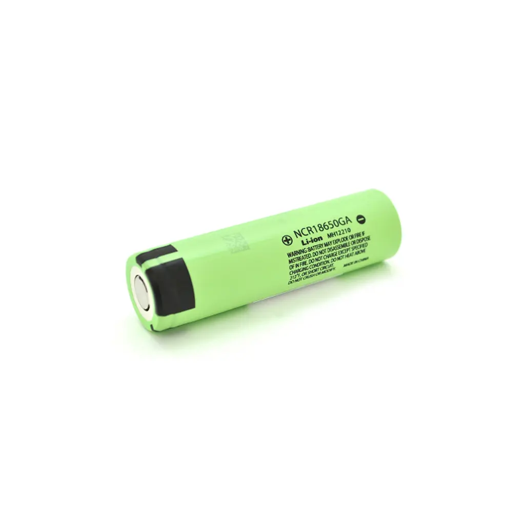 Акумулятор 18650 3300mAh, Li-Ion, Flat Top, 10A, 4.2/3.6/2.5V, зелений Panasonic (NCR18650GA / 26914)