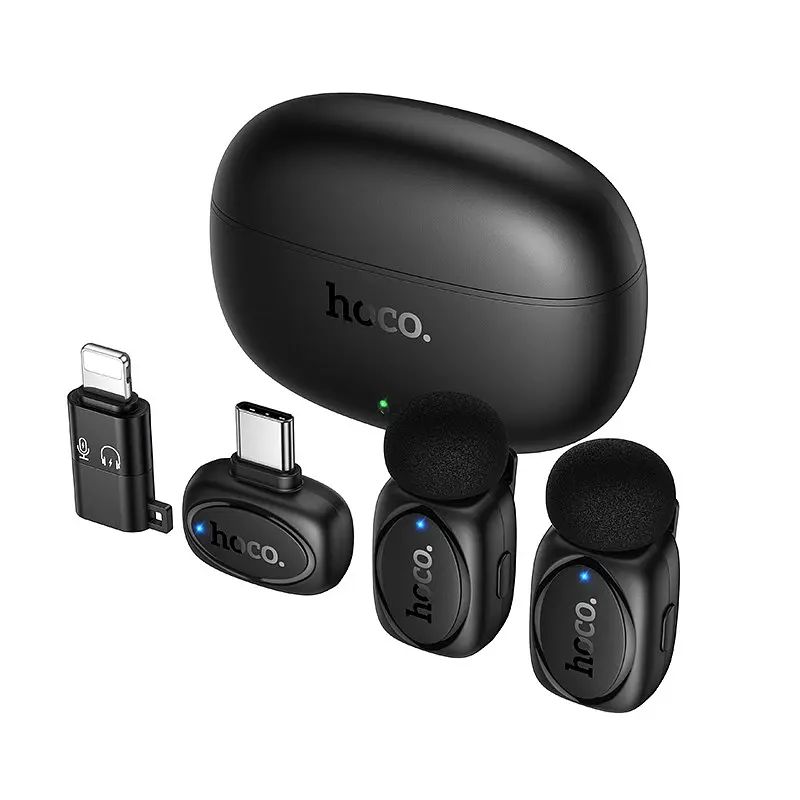 Бездротова мікрофонна система HOCO L19 Graceful dual-mic (iP/Type-C) Black (6942007655477)