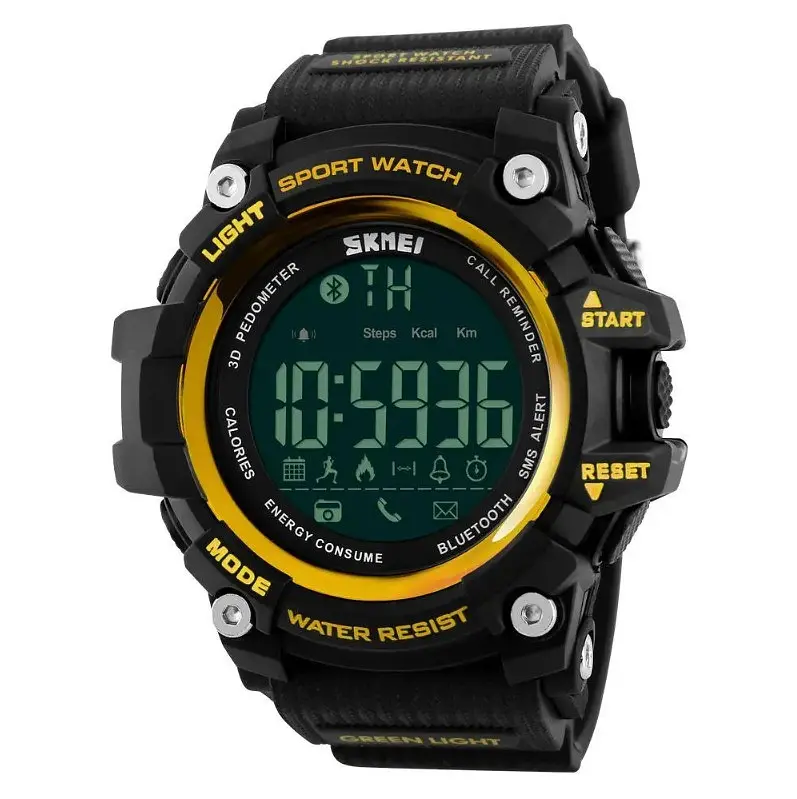 Спортивные часы с Bluetooth Skmei 1227 Черный с желтым - фото 2