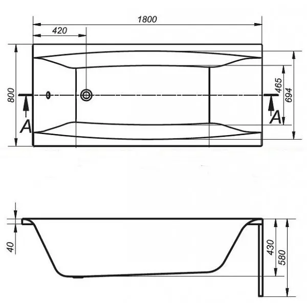 Ванна акрилова Cersanit Virgo 180x80 з ніжками S301-103 - фото 7