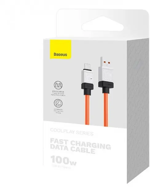 Кабель Baseus CoolPlay Series Fast Charging Cable USB to Type-C 100W 1m CAKW000607 Orange - фото 7
