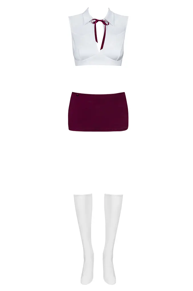 Рольовий костюм - Obsessive Student Set White/Burgundy L/XL - фото 3