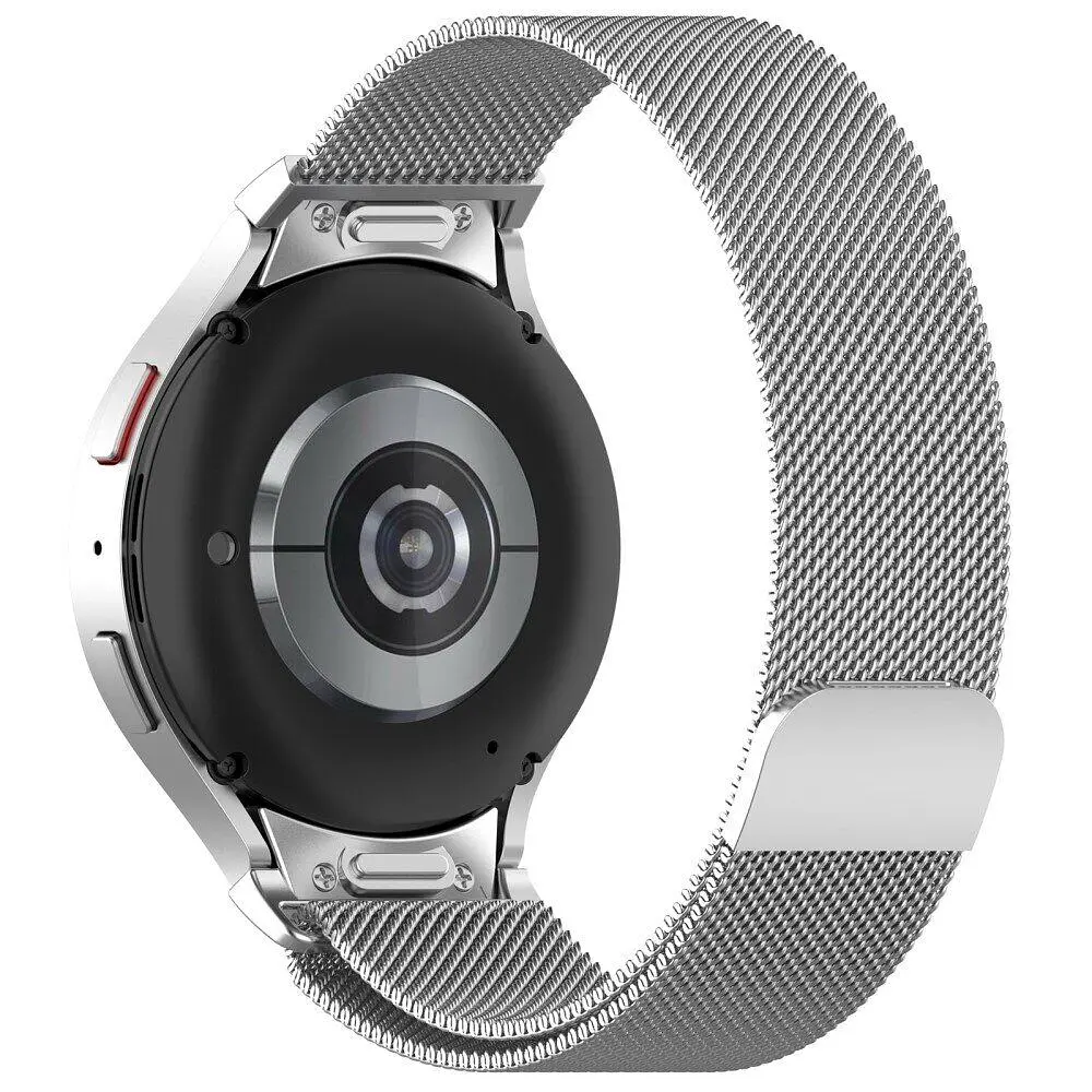 Ремінець для Samsung Galaxy Watch 5 40mm - сріблястий ширина кріплення 20мм металевий Watchbands Milanese Button (W42-5WB75095306) - фото 2