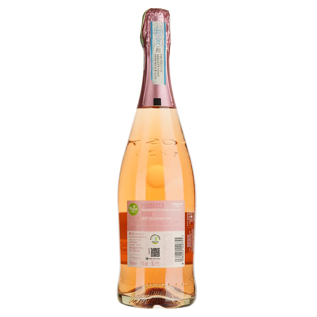Вино ігристе Tosti Prosecco Rose DOC рожеве екстрасухе 0.75 л - фото 2