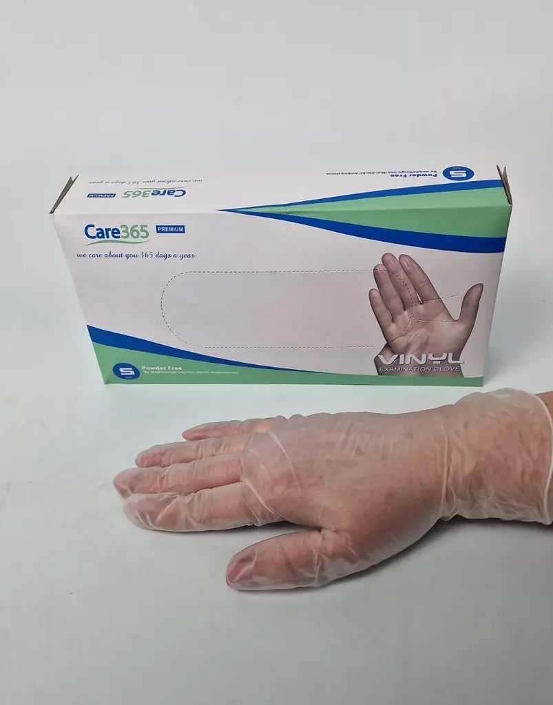 Рукавички одноразові вінілові білі CARE 365, розмір S, 100 шт, неопудрені, для огляду, клінінгу та сервісу - фото 3