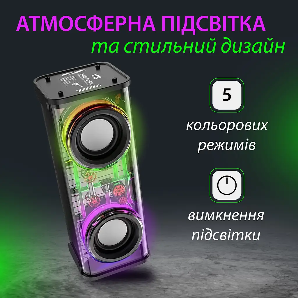 Портативная колонка Smart X V8B V8 BT/TF/USB/TWS 10 Вт, черный - фото 5