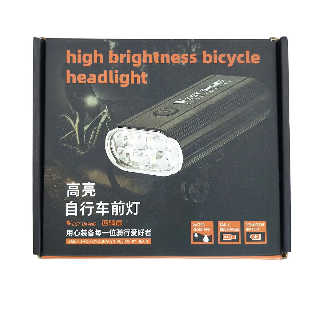 Велосипедна фара передня West Biking YP0701417 1500 Lm 6 Led чорний (G0001993) - фото 8