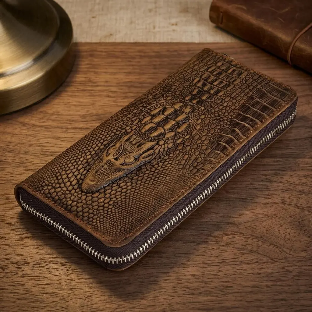 Чоловічий клатч 14462 шкіра під крокодила Vintage коричневий