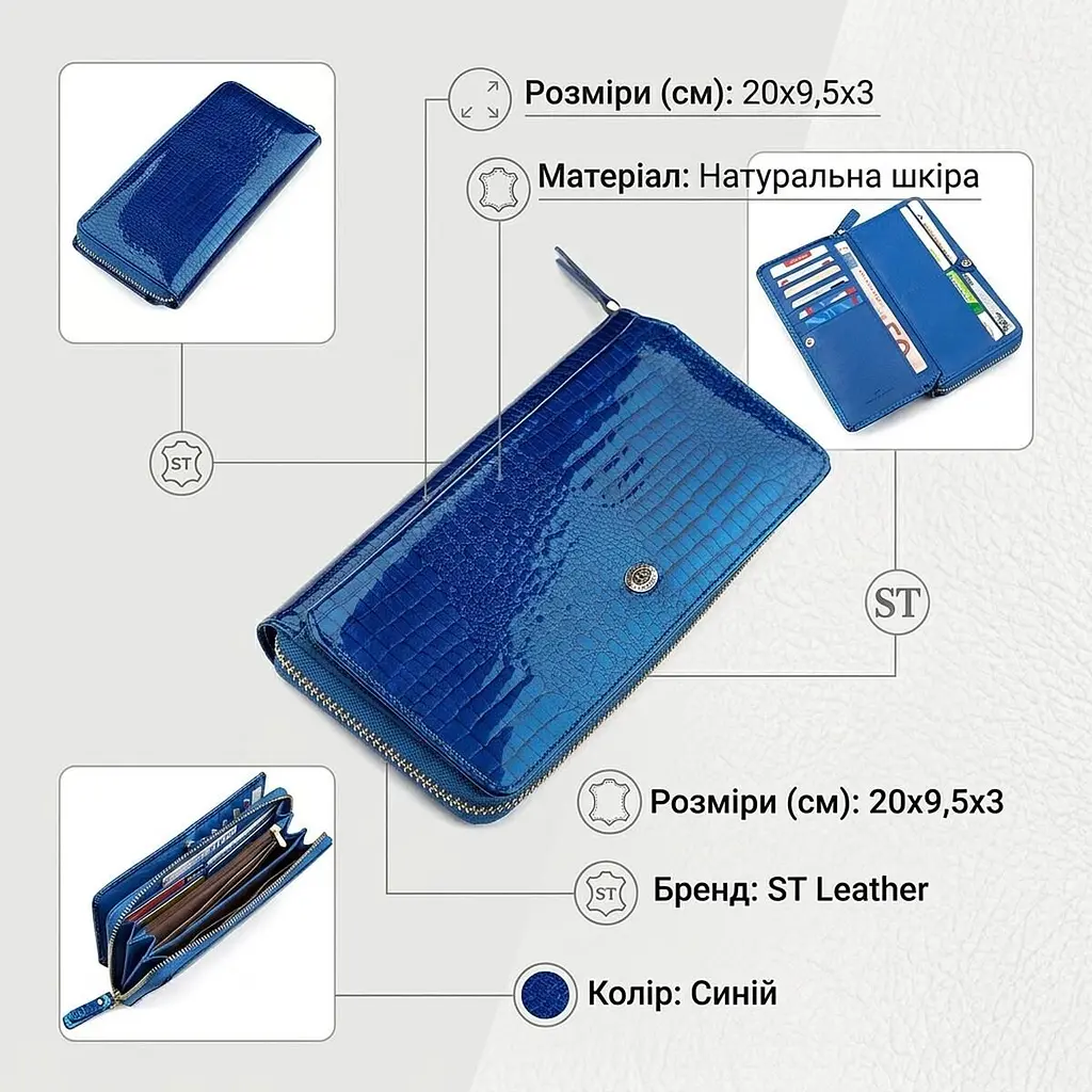 Гаманець жіночий ST Leather 18435 (S7001A) лакований синій - фото 2