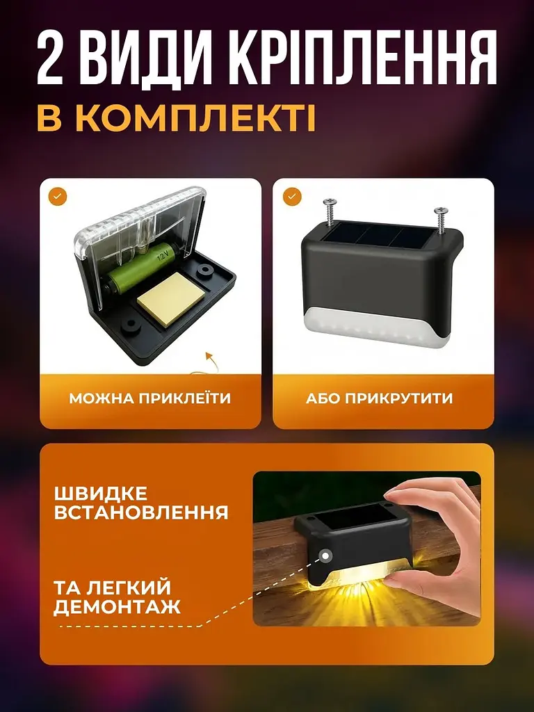 Вуличні кутові світильники на сонячній батареї 4 шт. - фото 7