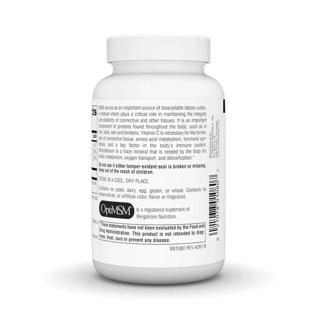 Метилсульфонілметан MSM with Vitamin C 750 mg, 120 таблеток Source Naturals vit0004195 - фото 3