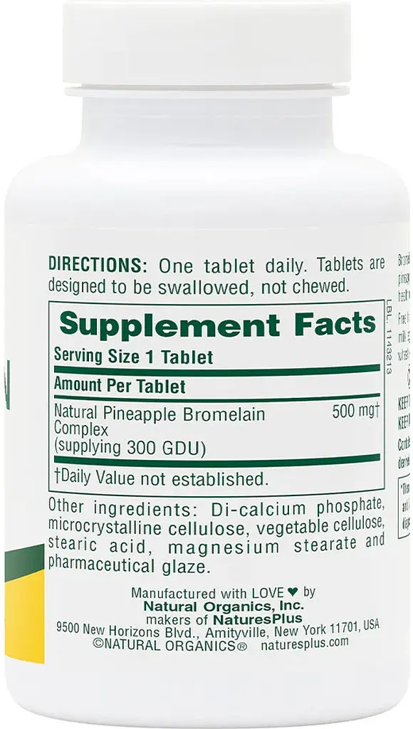 Натуральна добавка Natures Plus Bromelain 500 mg, 90 таблеток - фото 2
