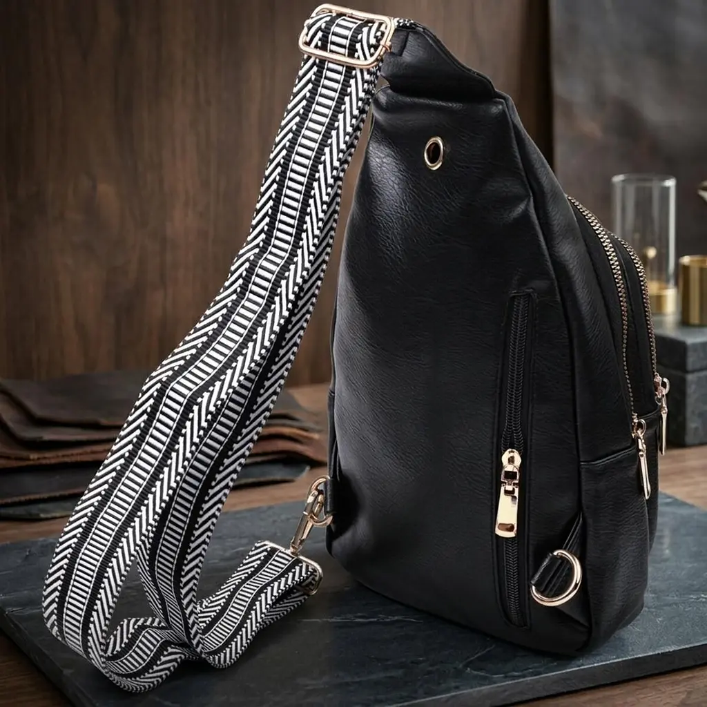 Цікава жіноча сумка з однією лямкою через плече з екошкіри Vintage 22759 чорна - фото 4
