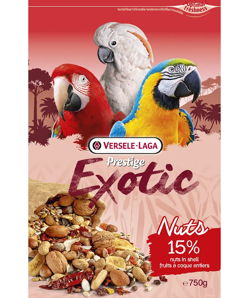 Додатковий корм для папуг Versele-Laga Prestige Premium Parrots Exotic Nuts Mix екзотичні горіхи 750 г (217825)