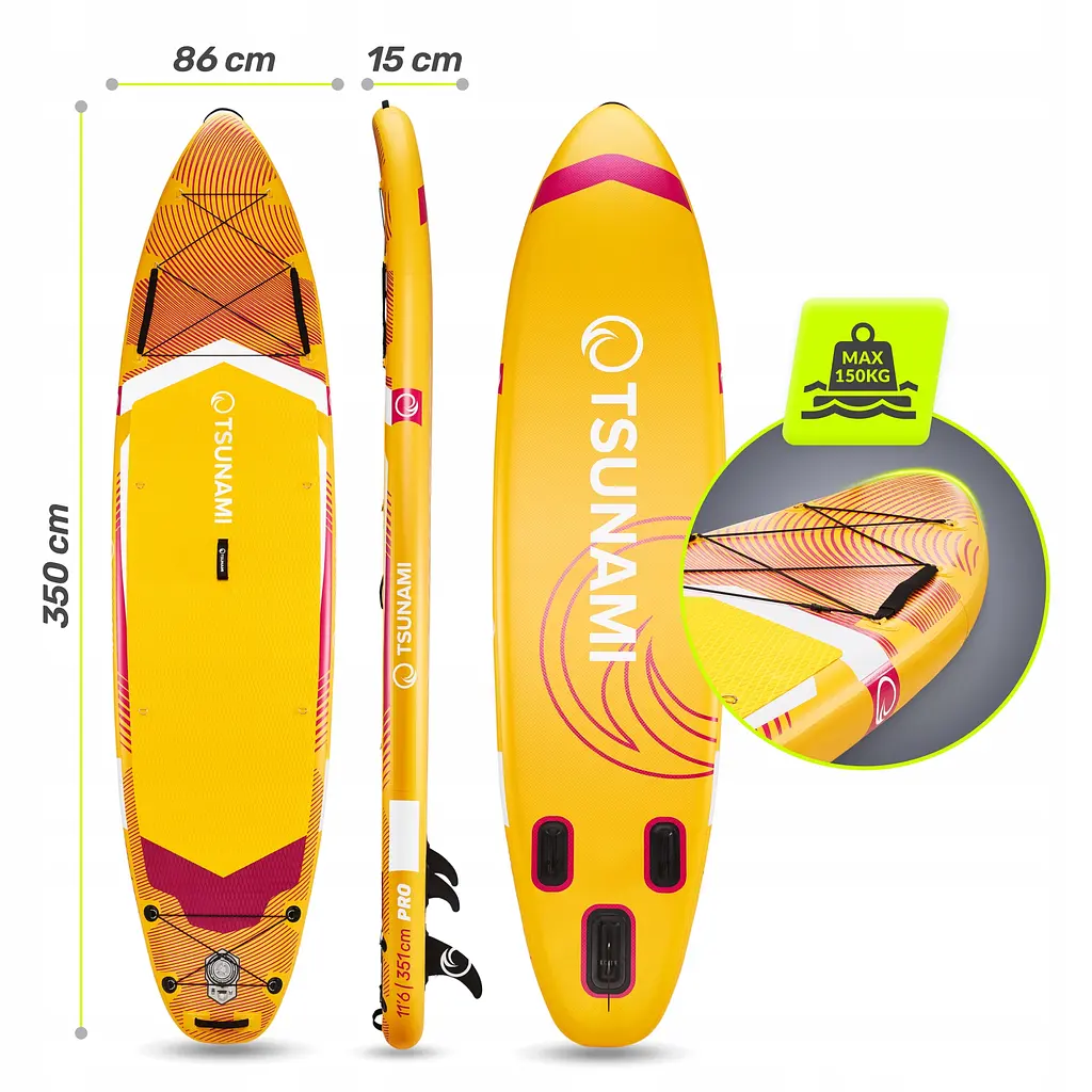 Надувна SUP дошка TSUNAMI PRO 350 см з веслом T11 (P-5905973405584) - фото 10