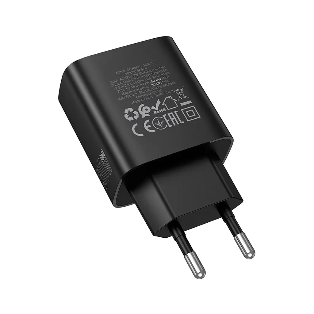 Зарядний пристрій BOROFONE BA97A Ilustre USB-C PD30W digital display Black (6941991120480) - фото 7