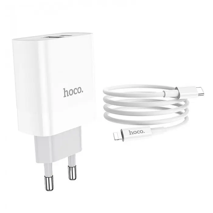 Сетевое зарядное устройство Hoco C80A Rapido PD18W+QC3.0 charger set Type-C to Lightning - фото 3