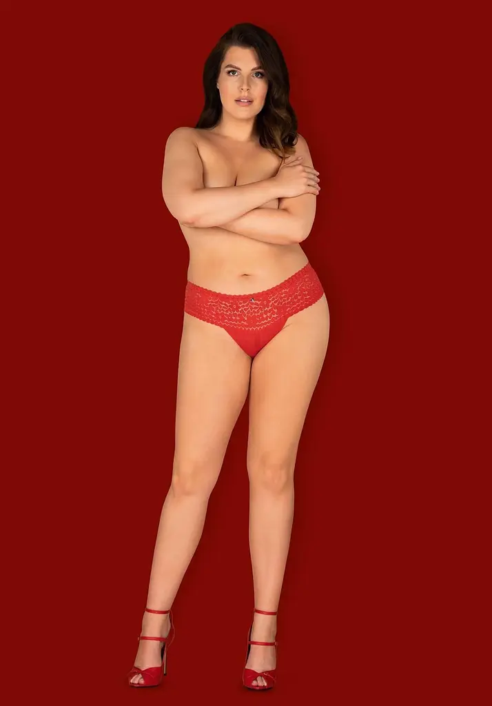 Трусики Obsessive Blossmina, 4XL/5XL (червоний) - фото 5