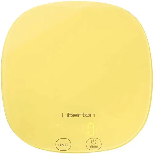 Весы кухонные Liberton LKS-0718, Yellow, до 10 кг, дисплей, тарокомпенсация, автоотключение, индикатор перегрузки, батарейка: 2*ААА в комплекте - фото 2