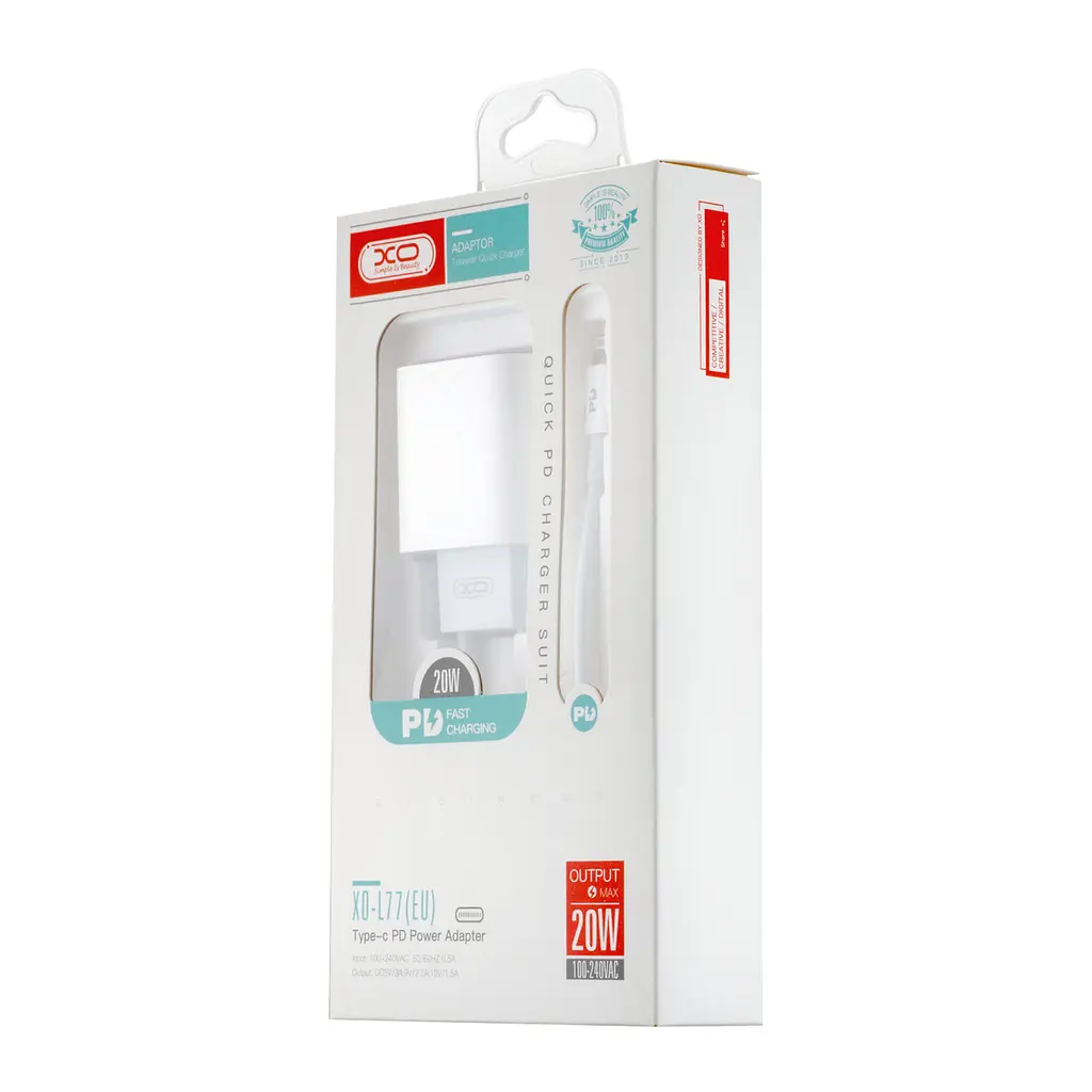 Сетевое зарядное устройство для XO L77 EU 20W Дистанционное питание с Lightning cable ( Type to Lightning ) Белый - фото 2